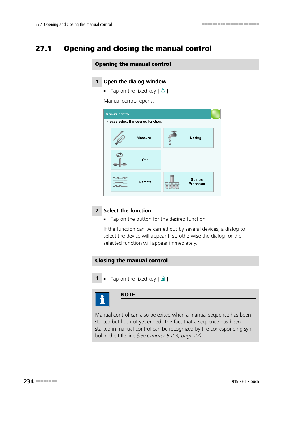 1 opening and closing the manual control | Metrohm 915 KF Ti-Touch User Manual | Page 248 / 382