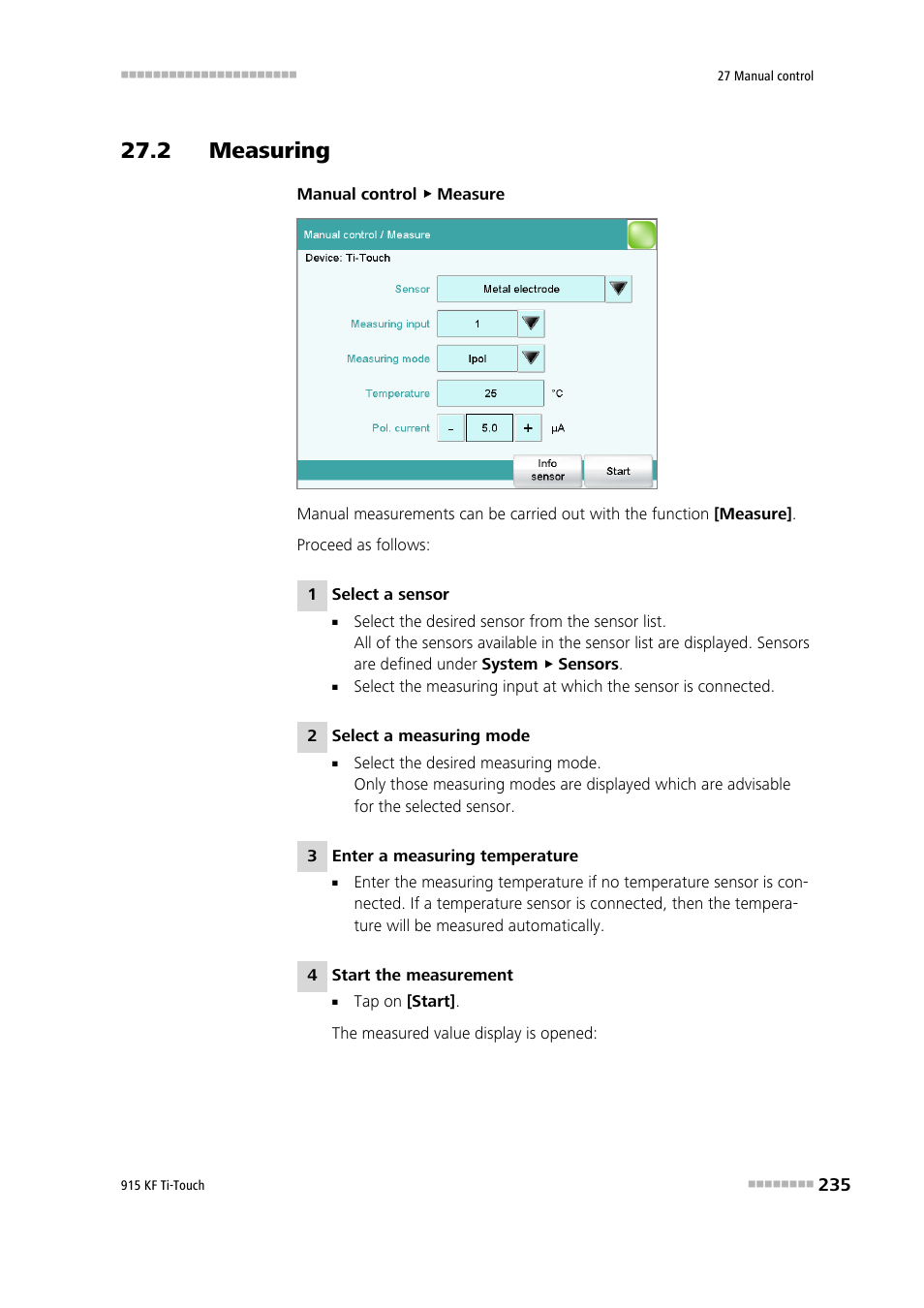 2 measuring | Metrohm 915 KF Ti-Touch User Manual | Page 249 / 382