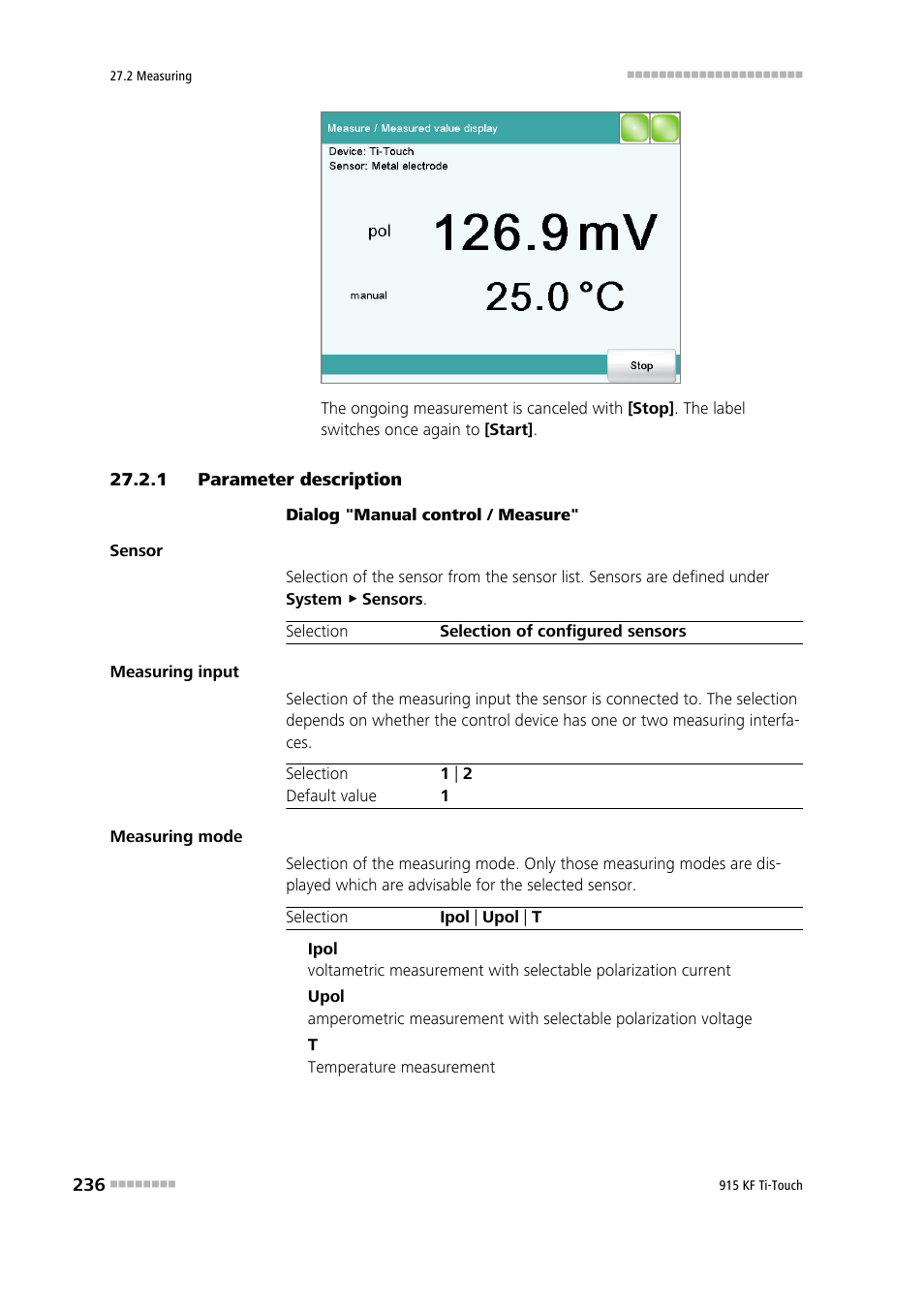 1 parameter description, Parameter description | Metrohm 915 KF Ti-Touch User Manual | Page 250 / 382