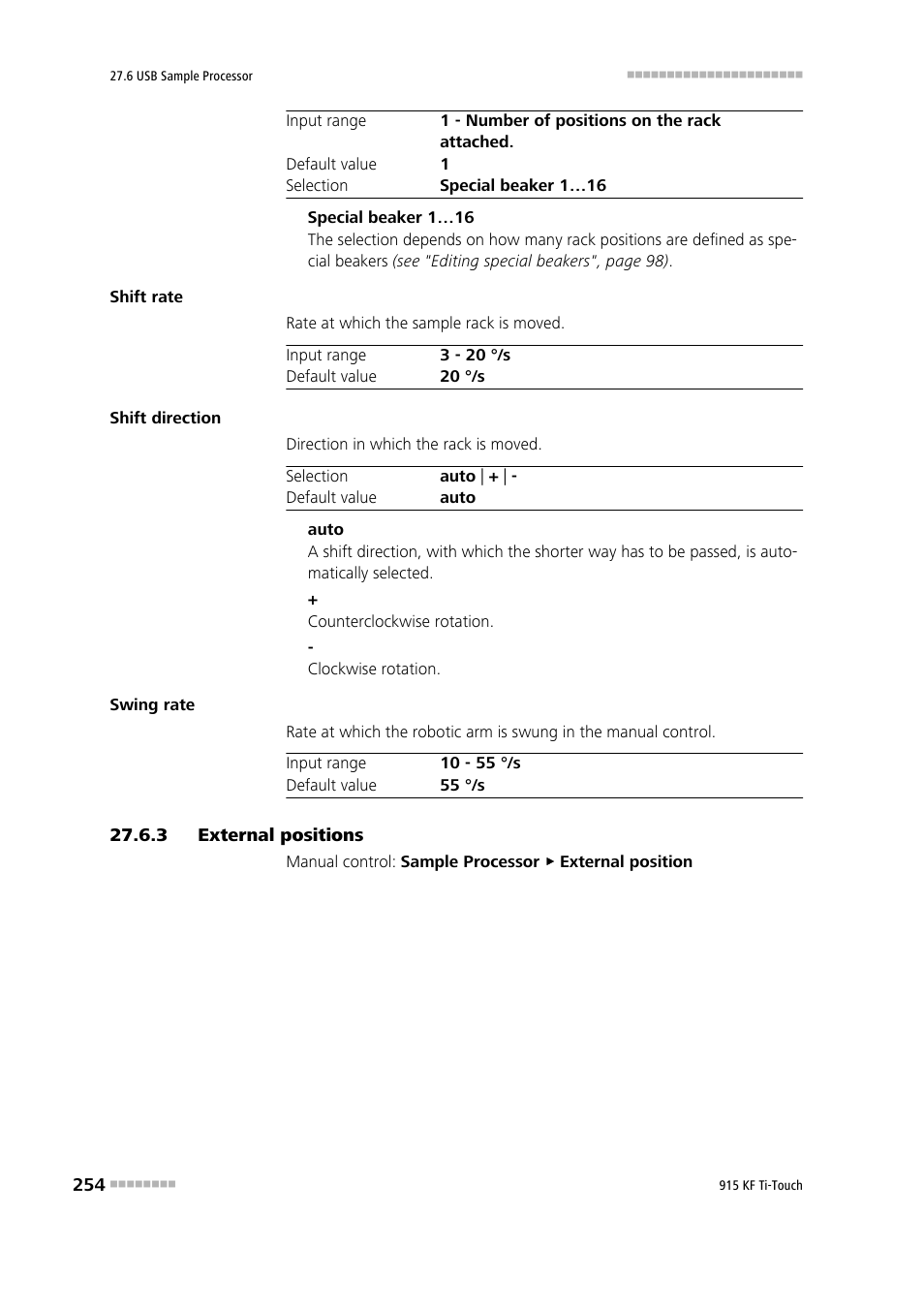 3 external positions, External positions | Metrohm 915 KF Ti-Touch User Manual | Page 268 / 382
