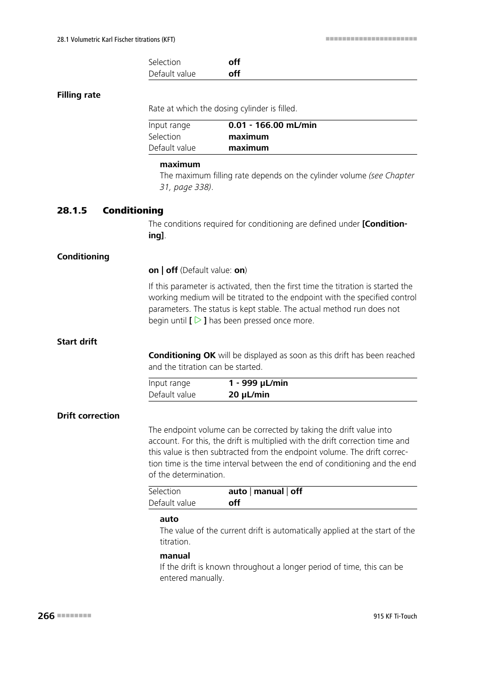 5 conditioning, Conditioning | Metrohm 915 KF Ti-Touch User Manual | Page 280 / 382