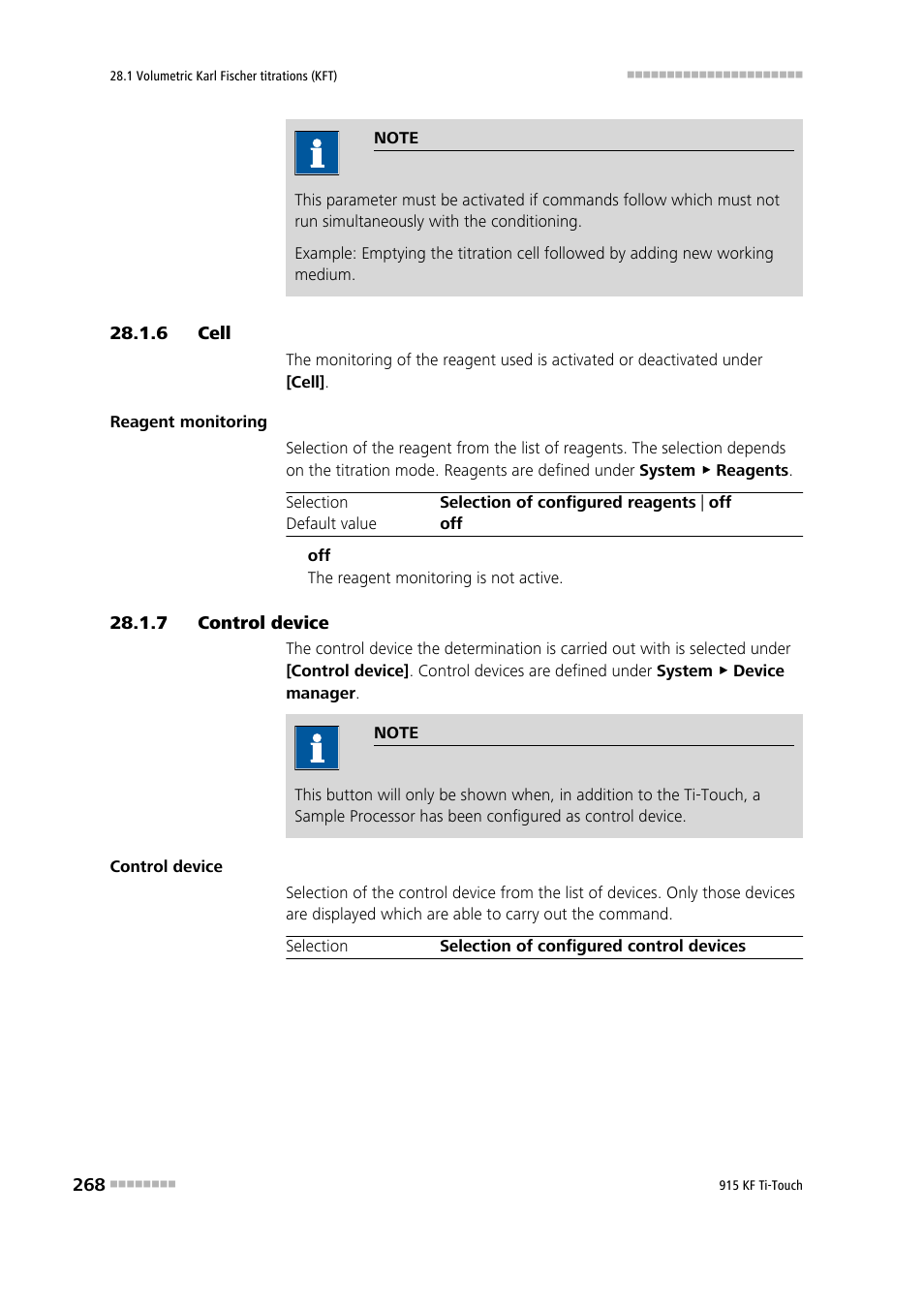 6 cell, 7 control device, Cell | Control device | Metrohm 915 KF Ti-Touch User Manual | Page 282 / 382