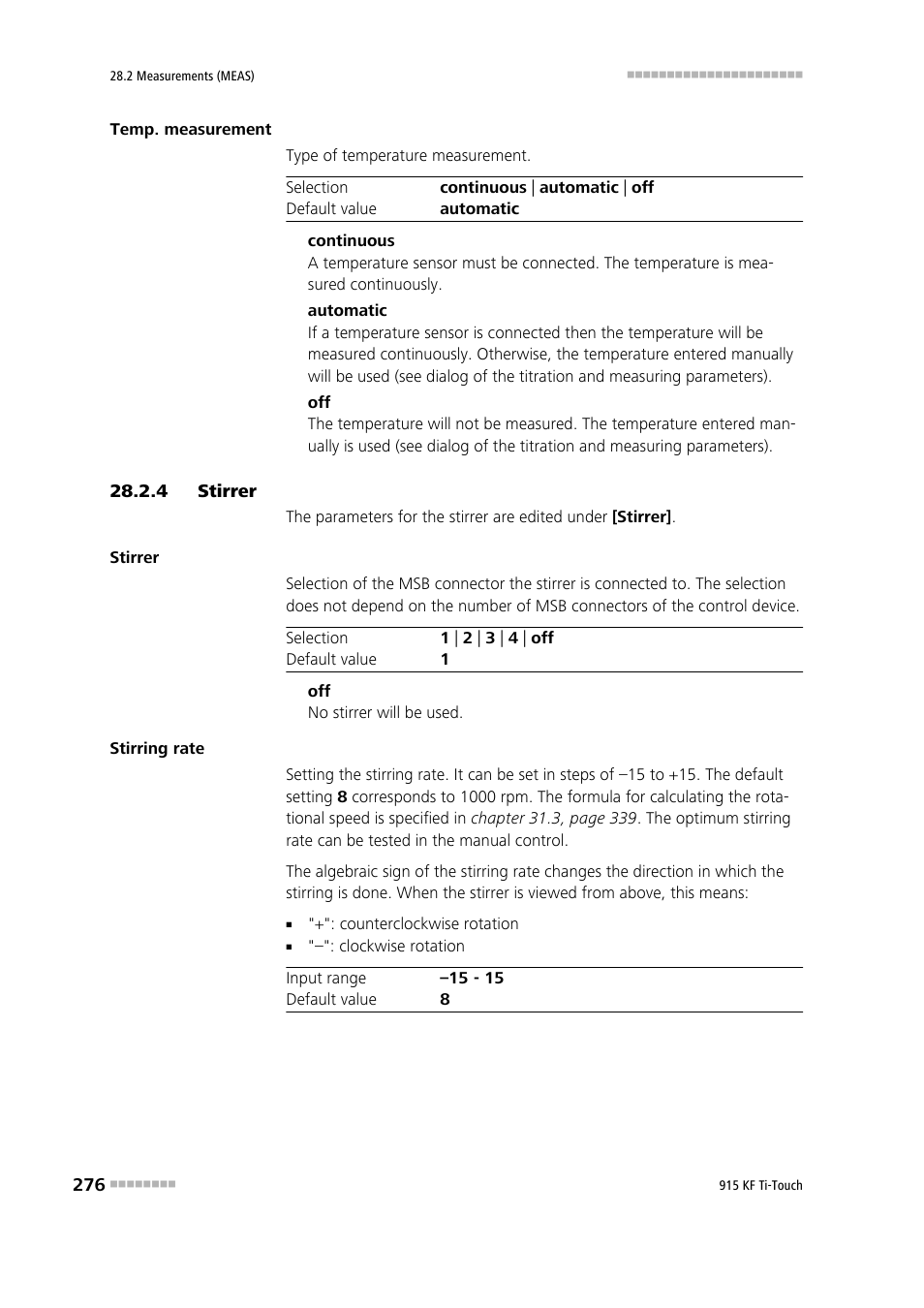 4 stirrer, Stirrer | Metrohm 915 KF Ti-Touch User Manual | Page 290 / 382