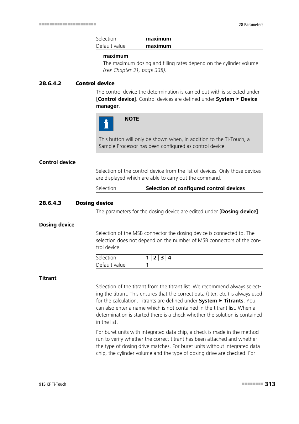 2 control device, 3 dosing device | Metrohm 915 KF Ti-Touch User Manual | Page 327 / 382