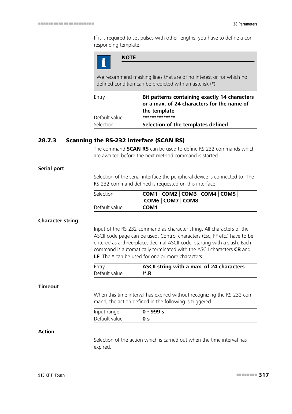3 scanning the rs-232 interface (scan rs), Scanning the rs-232 interface (scan rs) | Metrohm 915 KF Ti-Touch User Manual | Page 331 / 382
