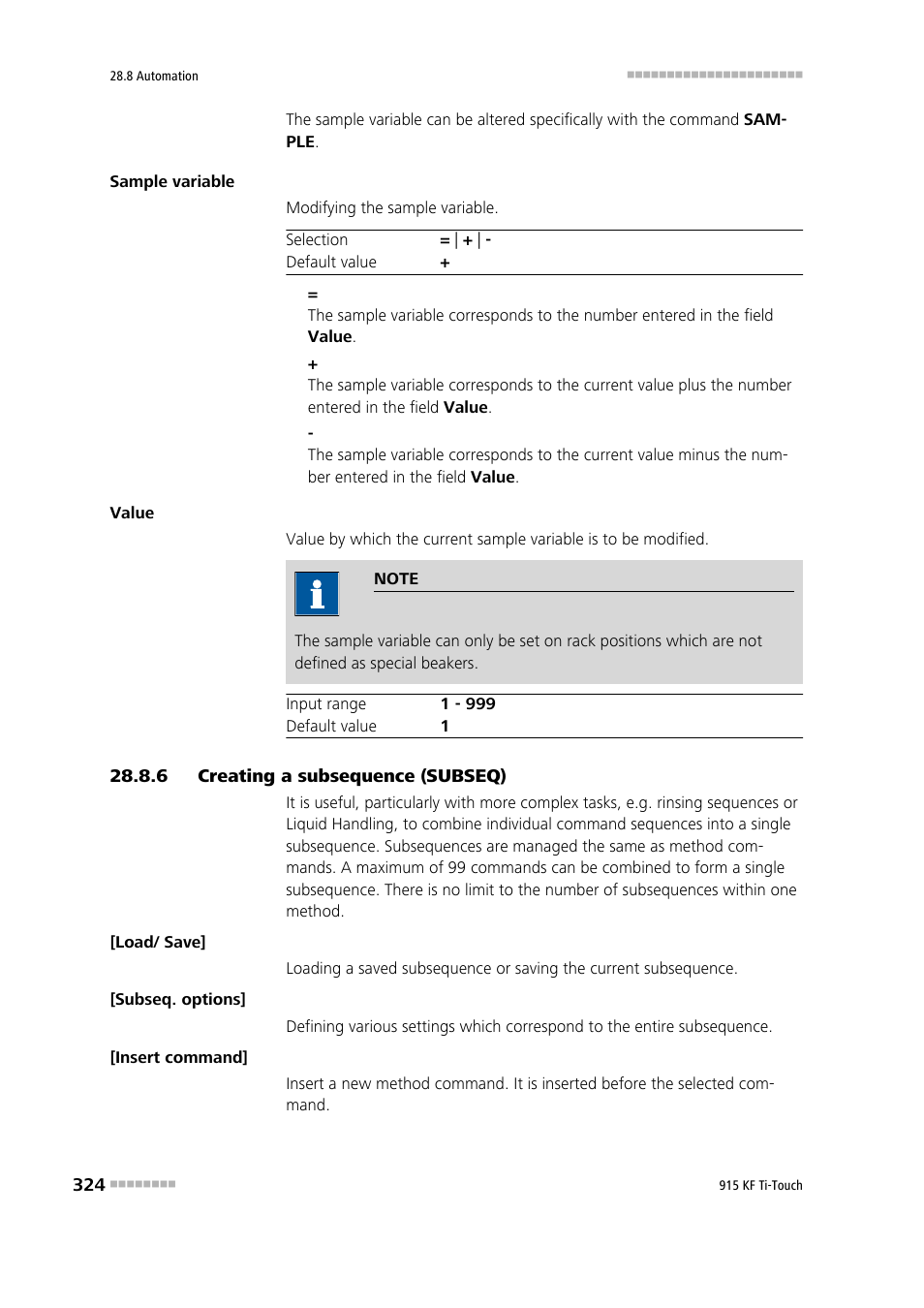 6 creating a subsequence (subseq), Creating a subsequence (subseq) | Metrohm 915 KF Ti-Touch User Manual | Page 338 / 382
