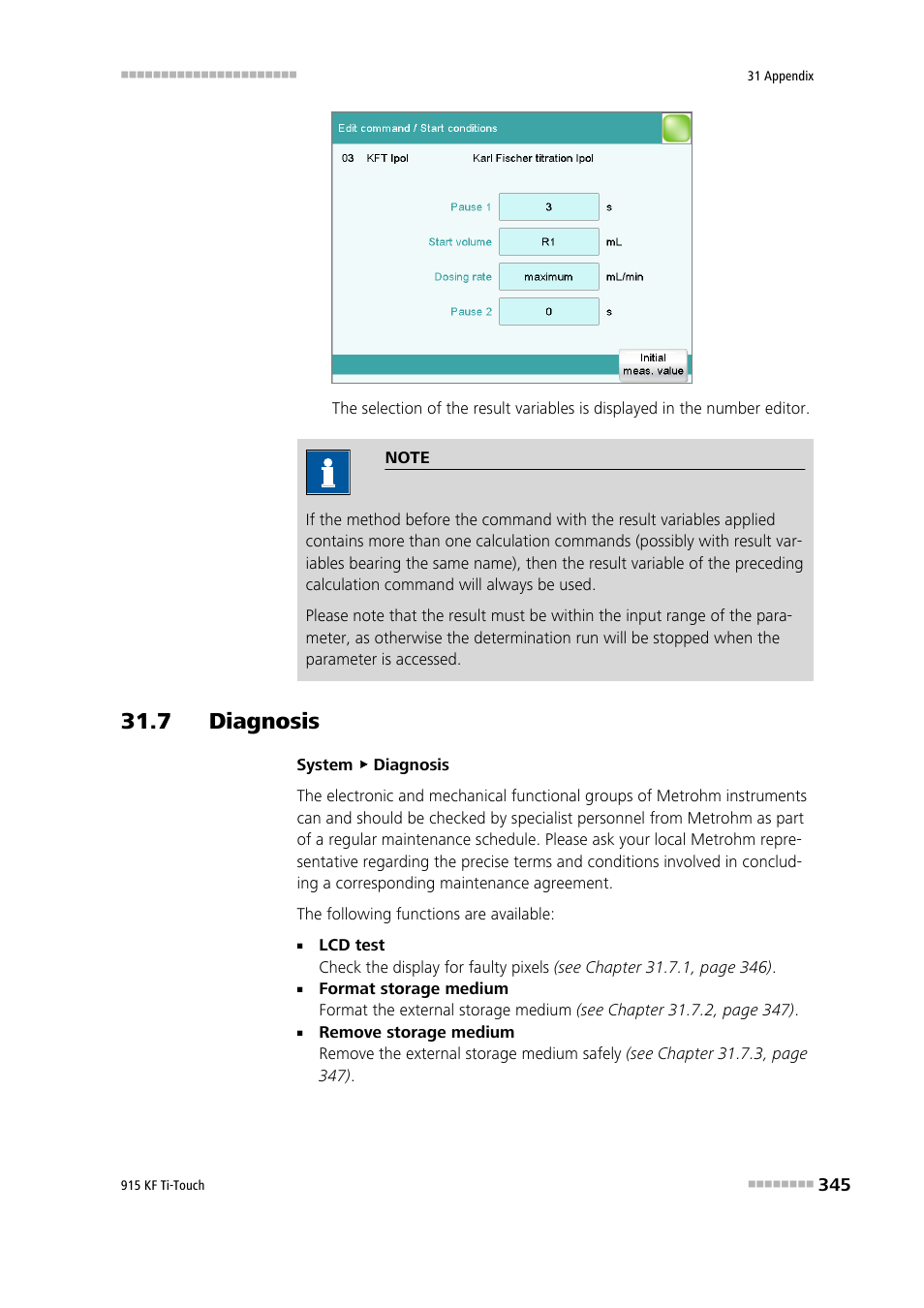 7 diagnosis | Metrohm 915 KF Ti-Touch User Manual | Page 359 / 382