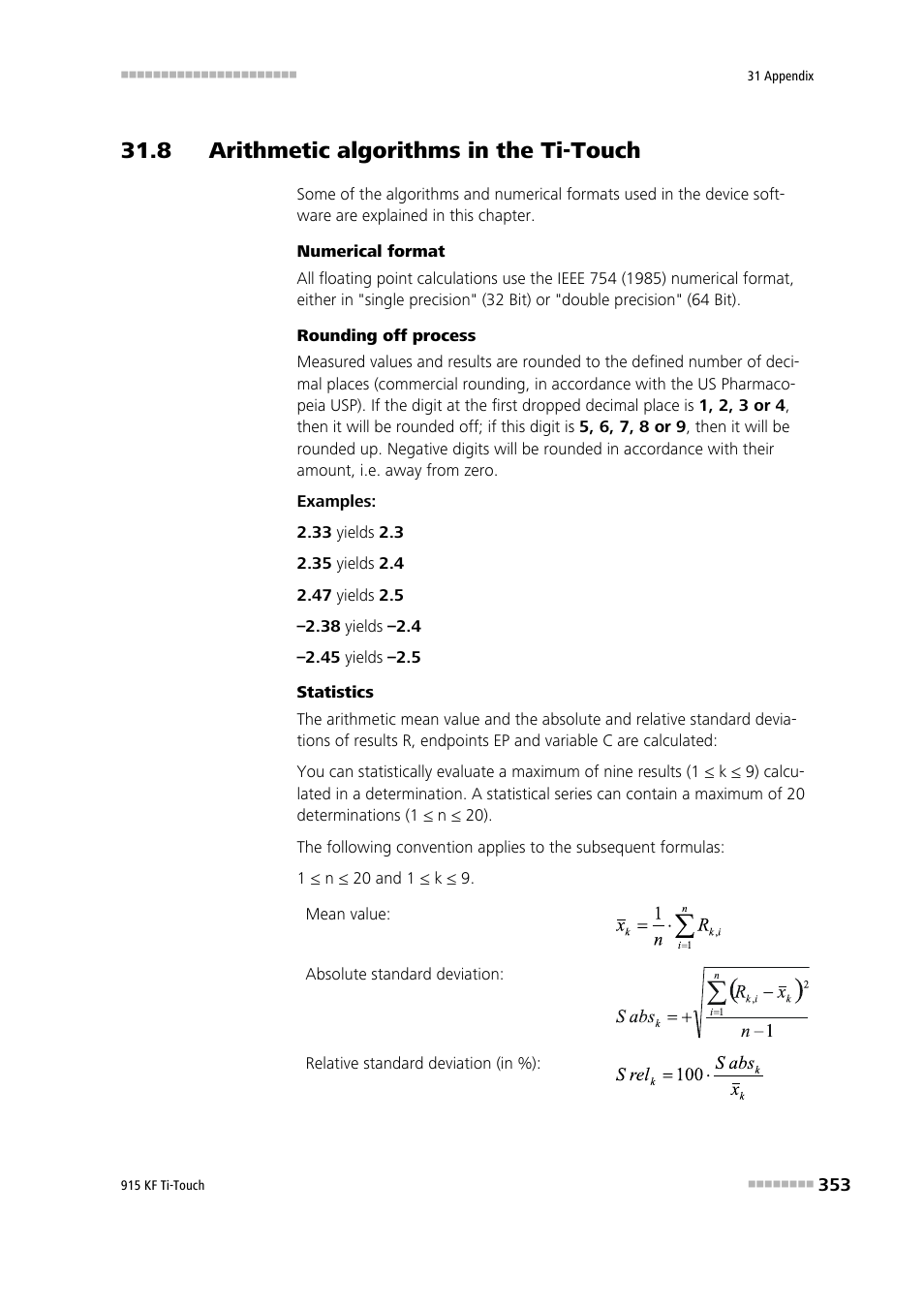 8 arithmetic algorithms in the ti‑touch, 8 arithmetic algorithms in the ti-touch | Metrohm 915 KF Ti-Touch User Manual | Page 367 / 382