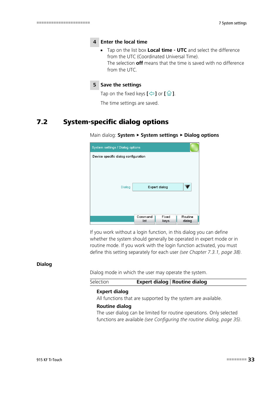 2 system-specific dialog options, System-specific dialog options | Metrohm 915 KF Ti-Touch User Manual | Page 47 / 382