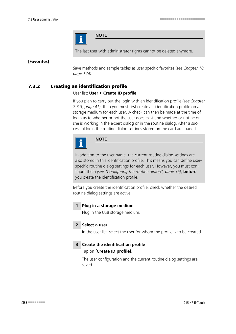 2 creating an identification profile, Creating an identification profile | Metrohm 915 KF Ti-Touch User Manual | Page 54 / 382