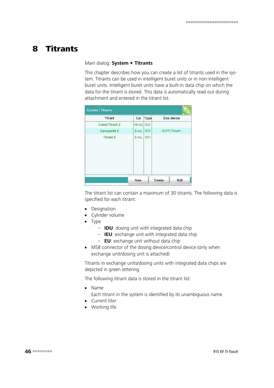 8 titrants | Metrohm 915 KF Ti-Touch User Manual | Page 60 / 382
