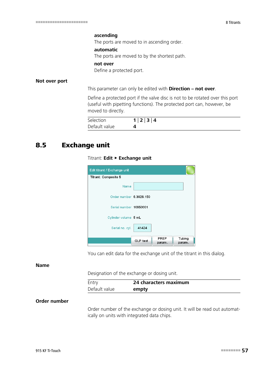 5 exchange unit, Exchange unit | Metrohm 915 KF Ti-Touch User Manual | Page 71 / 382