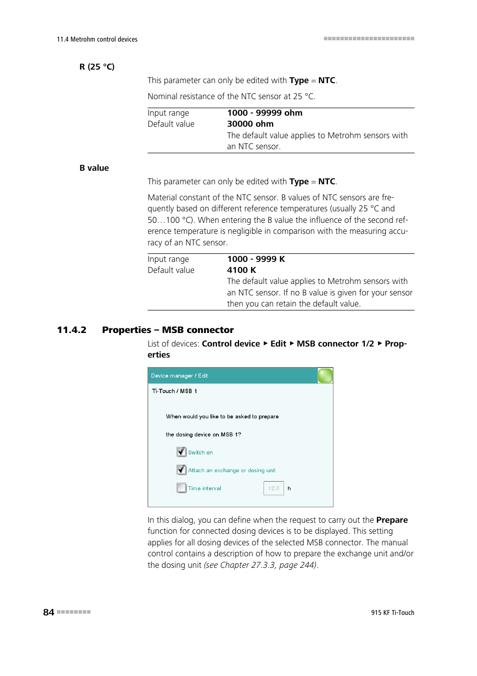 2 properties – msb connector, Properties – msb connector | Metrohm 915 KF Ti-Touch User Manual | Page 98 / 382