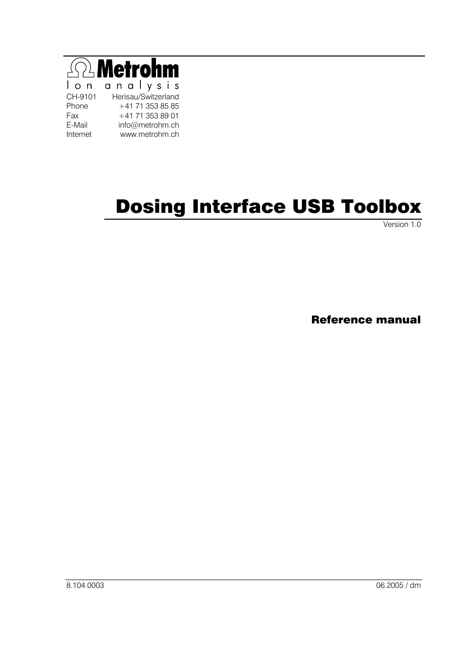Metrohm 846 Driver Toolbox User Manual | 53 pages