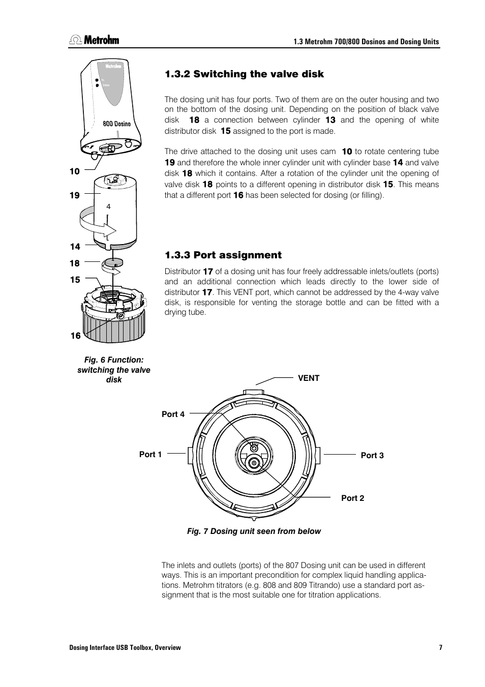 2 switching the valve disk, 3 port assignment, Switching the valve disk | Port assignment | Metrohm 846 Driver Toolbox User Manual | Page 11 / 53