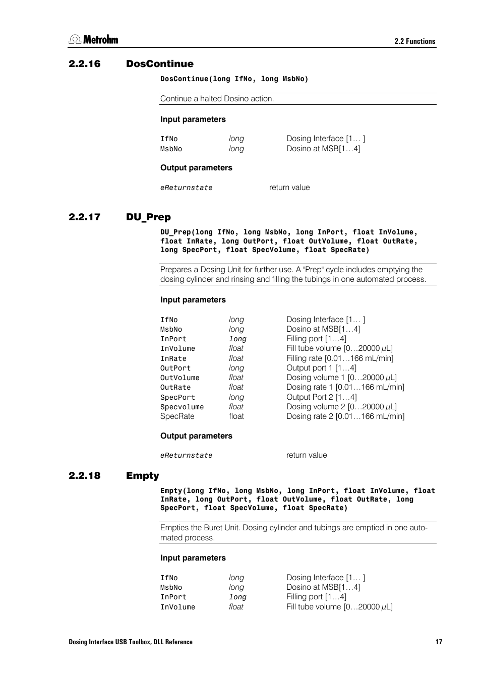 16 doscontinue, 17 du_prep, 18 empty | Doscontinue, Du_prep, Empty | Metrohm 846 Driver Toolbox User Manual | Page 21 / 53