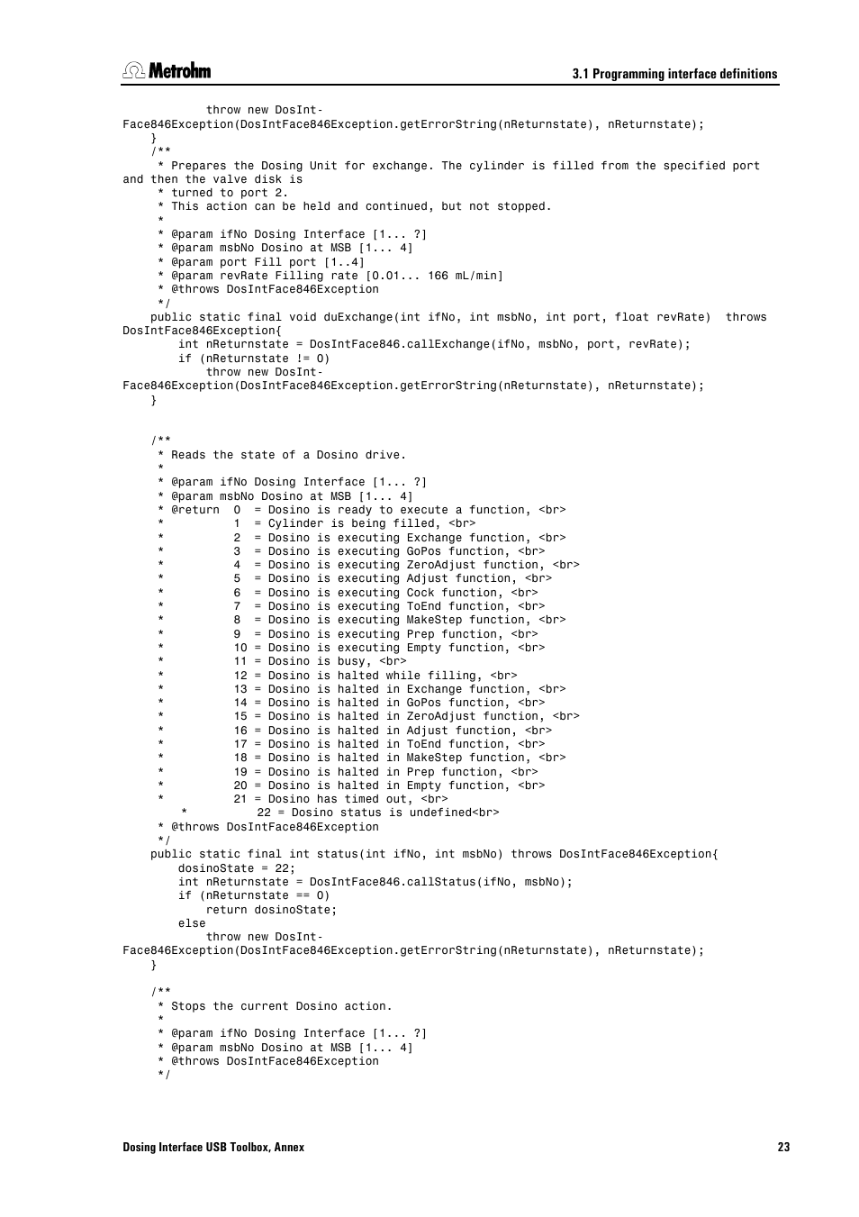 1 programming interface definitions | Metrohm 846 Driver Toolbox User Manual | Page 27 / 53