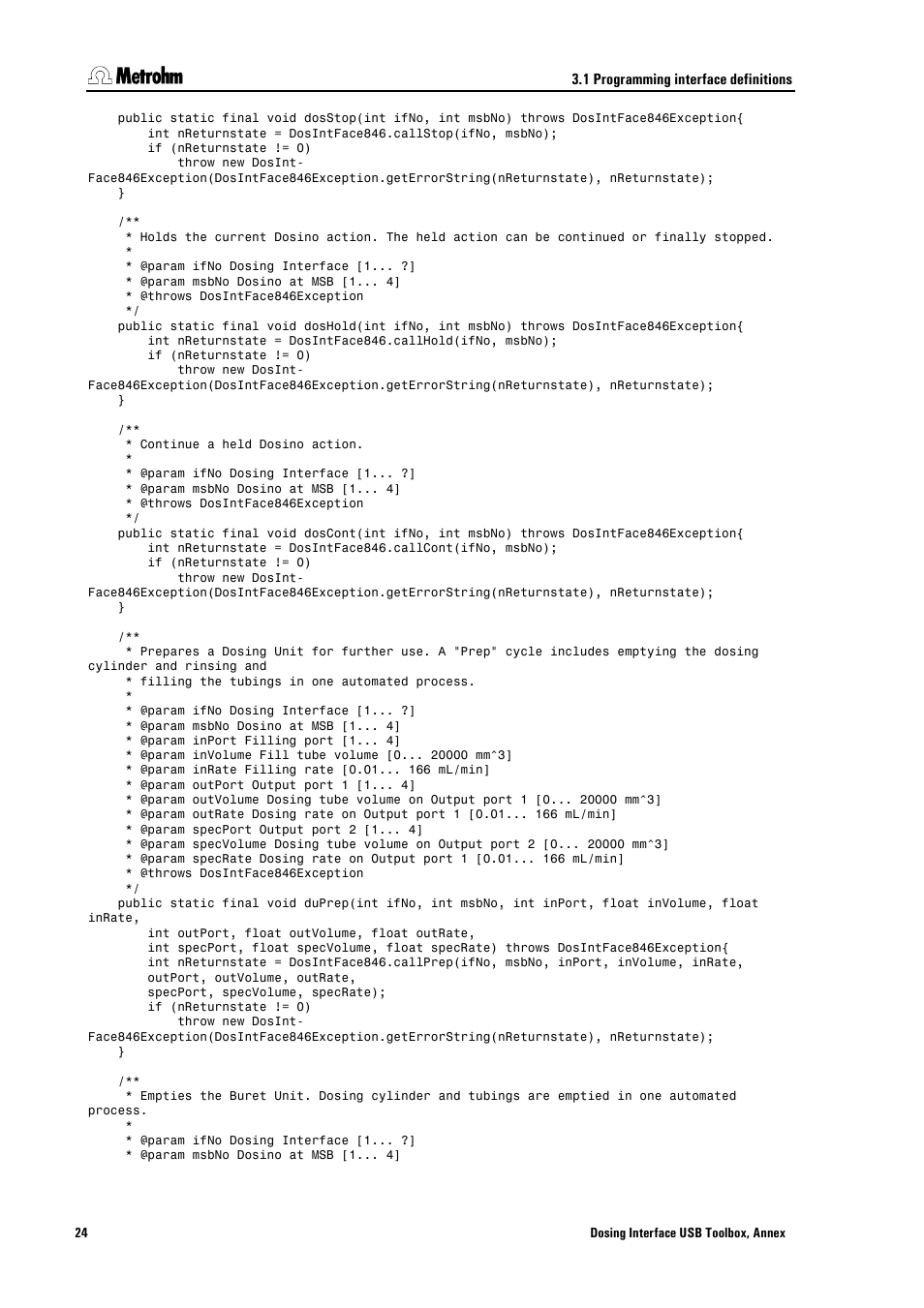 1 programming interface definitions | Metrohm 846 Driver Toolbox User Manual | Page 28 / 53