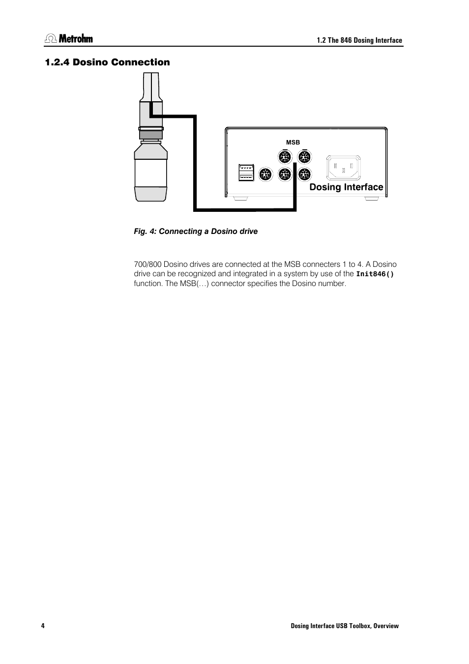 4 dosino connection, Dosino connection | Metrohm 846 Driver Toolbox User Manual | Page 8 / 53