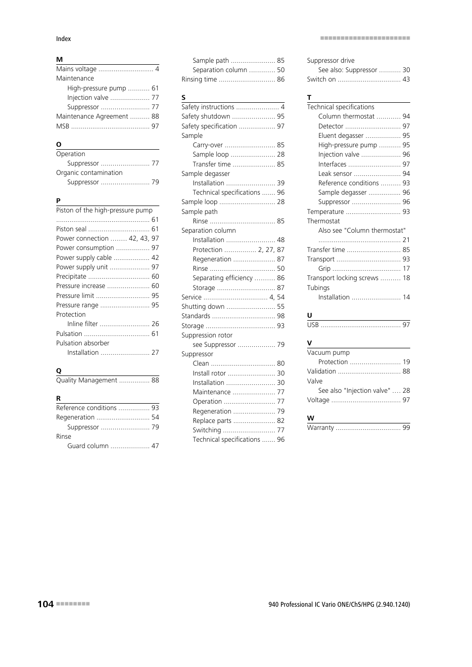 Metrohm 940 Professional IC Vario ONE/ChS/HPG User Manual | Page 112 / 112