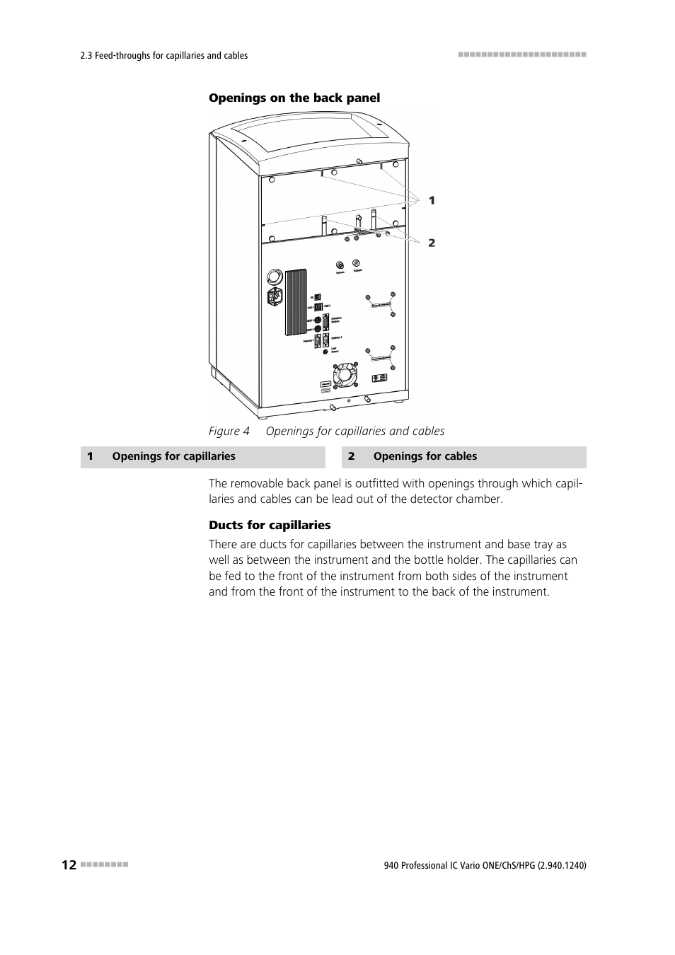 Figure 4, Openings for capillaries and cables | Metrohm 940 Professional IC Vario ONE/ChS/HPG User Manual | Page 20 / 112