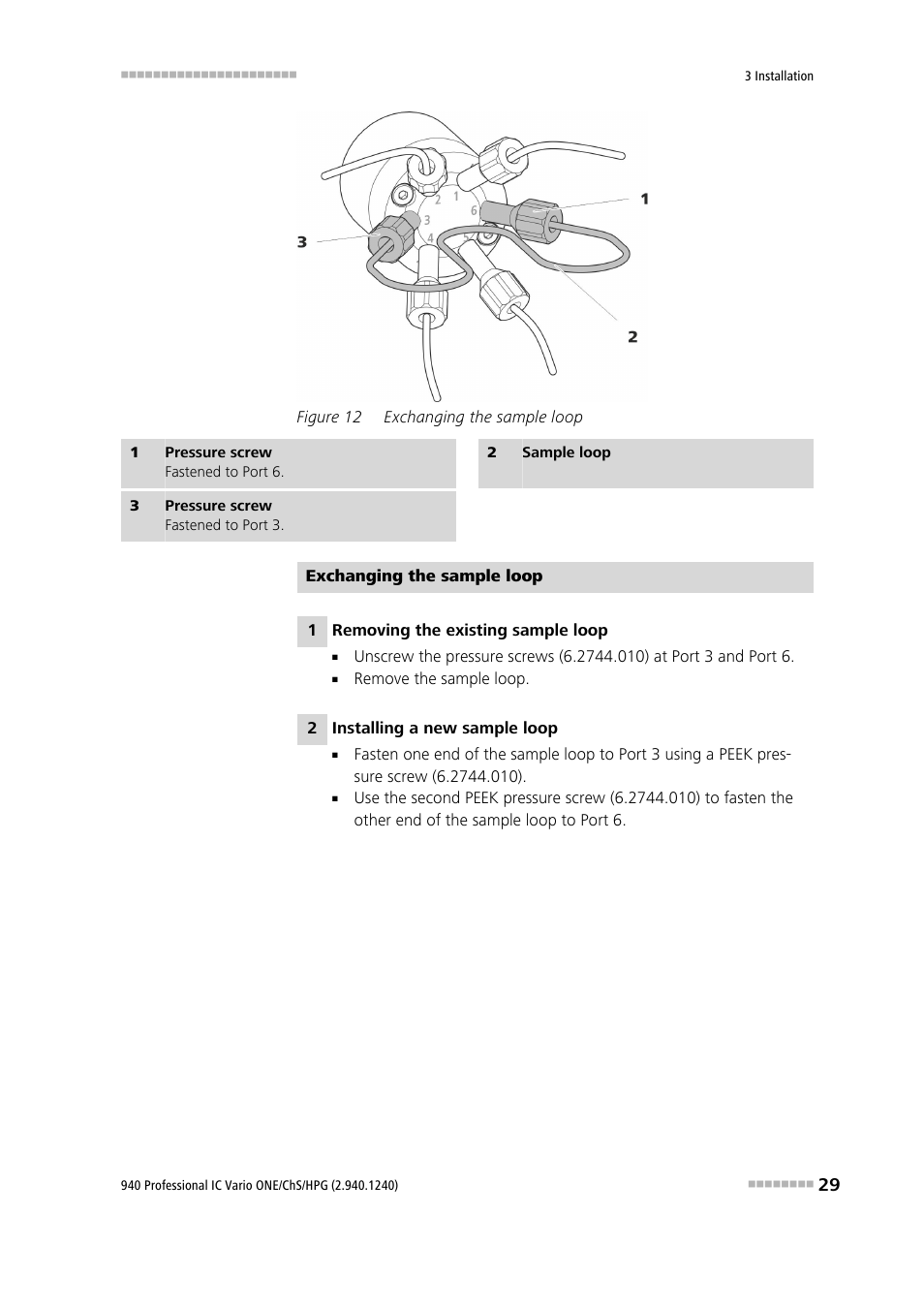 Figure 12, Exchanging the sample loop | Metrohm 940 Professional IC Vario ONE/ChS/HPG User Manual | Page 37 / 112