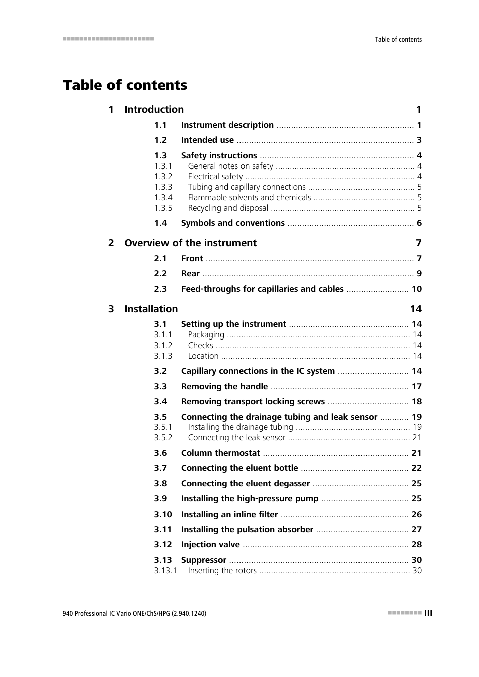 Metrohm 940 Professional IC Vario ONE/ChS/HPG User Manual | Page 5 / 112