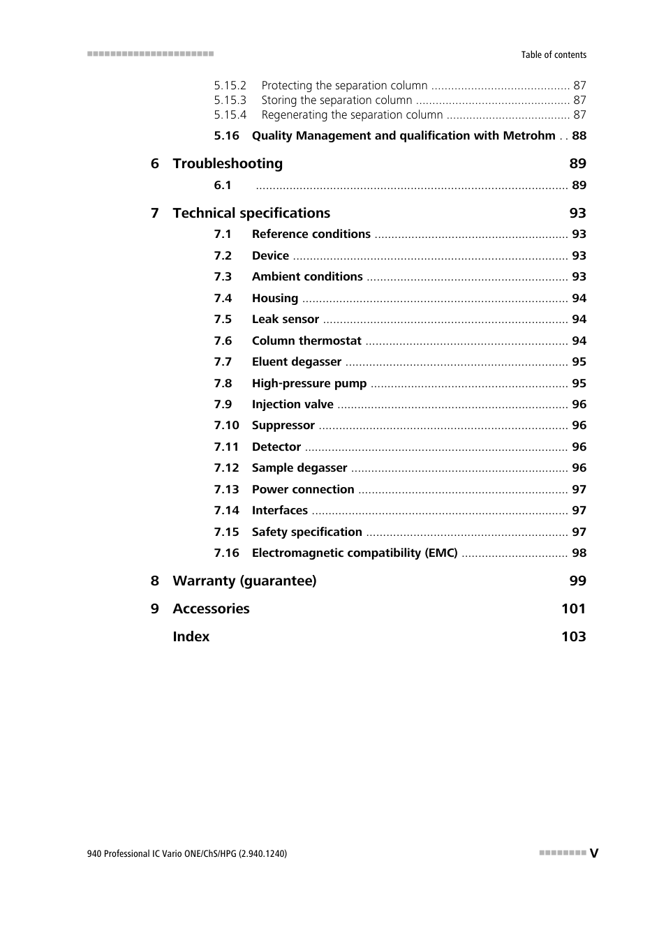 Metrohm 940 Professional IC Vario ONE/ChS/HPG User Manual | Page 7 / 112
