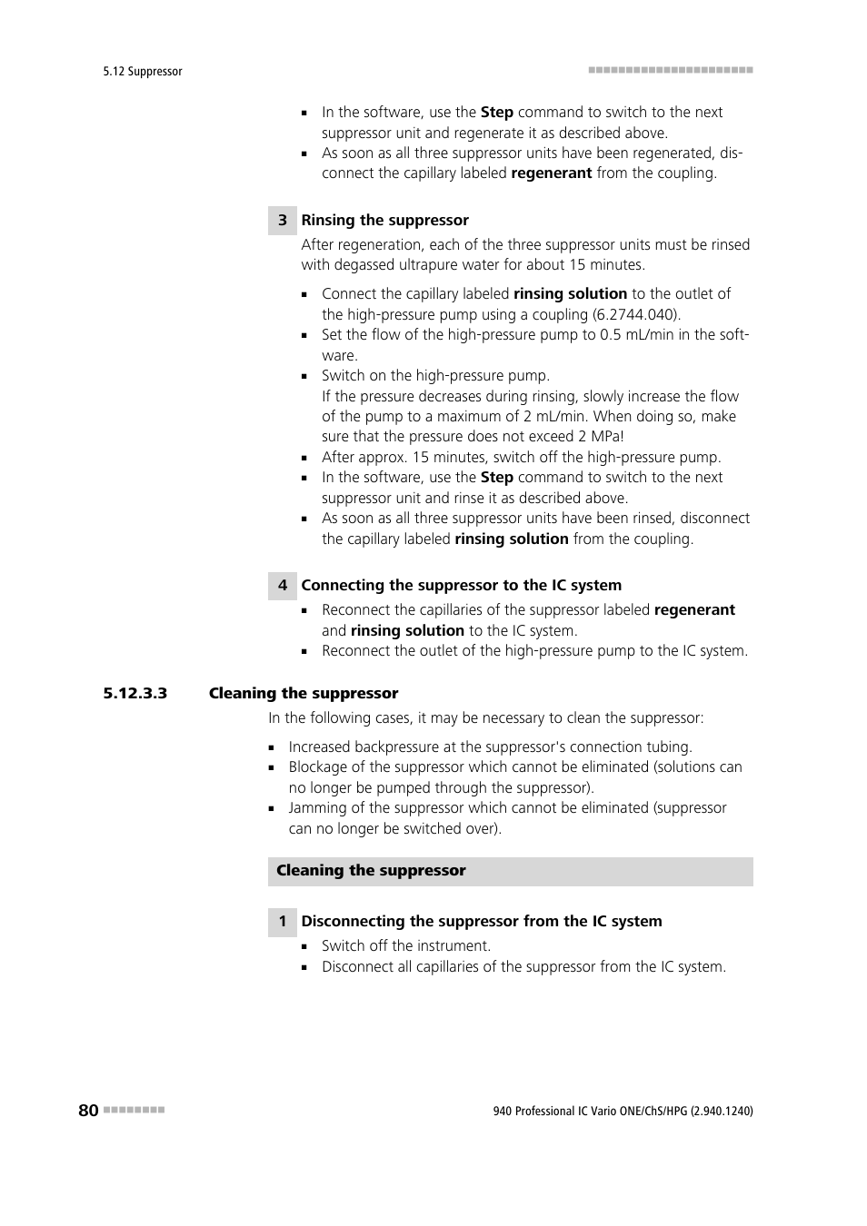 3 cleaning the suppressor | Metrohm 940 Professional IC Vario ONE/ChS/HPG User Manual | Page 88 / 112