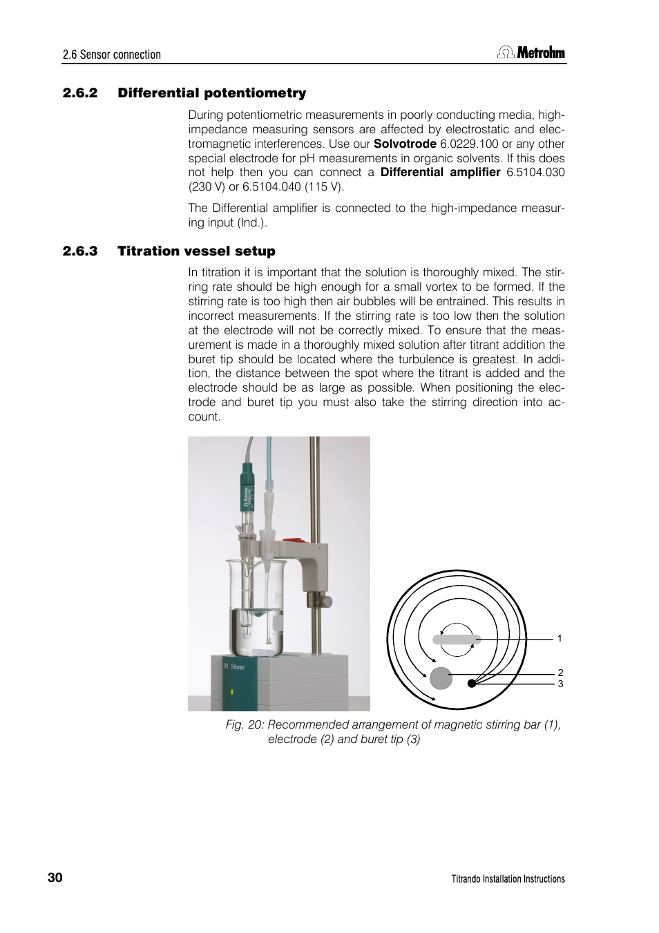 2 differential potentiometry, 3 titration vessel setup, Differential potentiometry | Titration vessel setup, Buret tip (3) | Metrohm 835 Titrando User Manual | Page 36 / 70