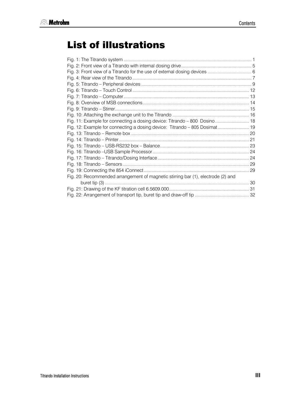 List of illustrations | Metrohm 835 Titrando User Manual | Page 5 / 70