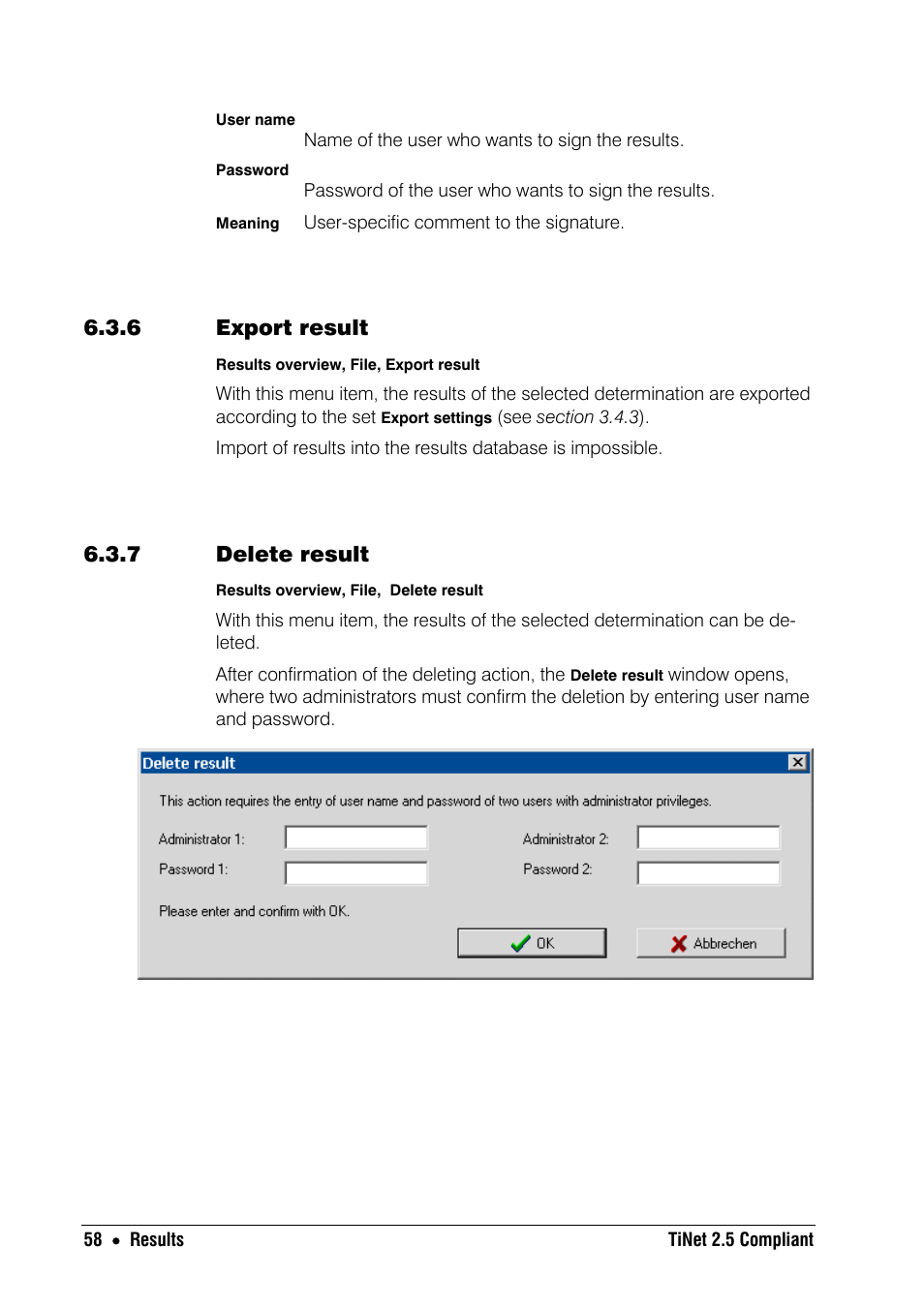 6 export result, 7 delete result | Metrohm TiNet 2.5 User Manual | Page 60 / 80