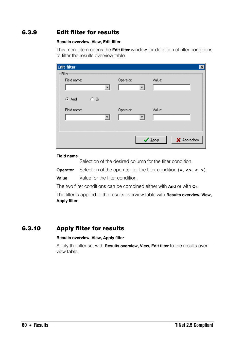 9 edit filter for results, 10 apply filter for results | Metrohm TiNet 2.5 User Manual | Page 62 / 80