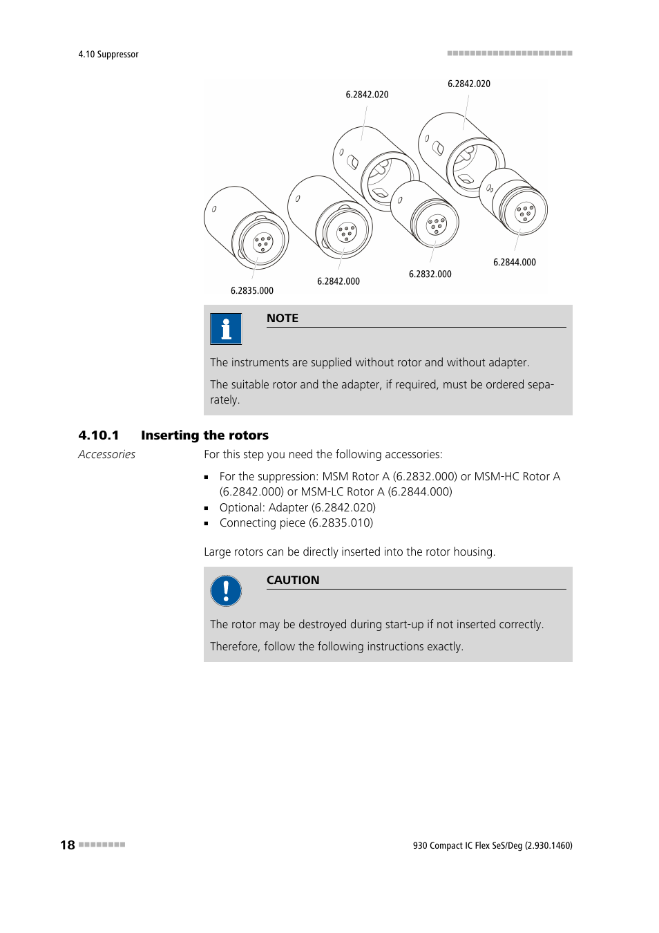 1 inserting the rotors, Inserting the rotors | Metrohm 930 Compact IC Flex SeS/Deg User Manual | Page 26 / 48