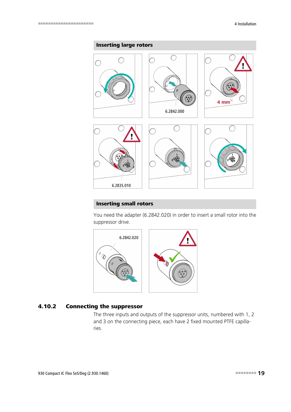 2 connecting the suppressor, Connecting the suppressor | Metrohm 930 Compact IC Flex SeS/Deg User Manual | Page 27 / 48