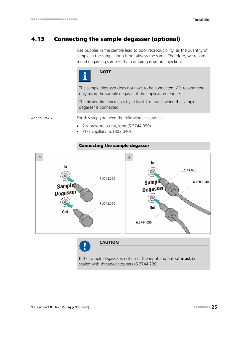 13 connecting the sample degasser (optional) | Metrohm 930 Compact IC Flex SeS/Deg User Manual | Page 33 / 48