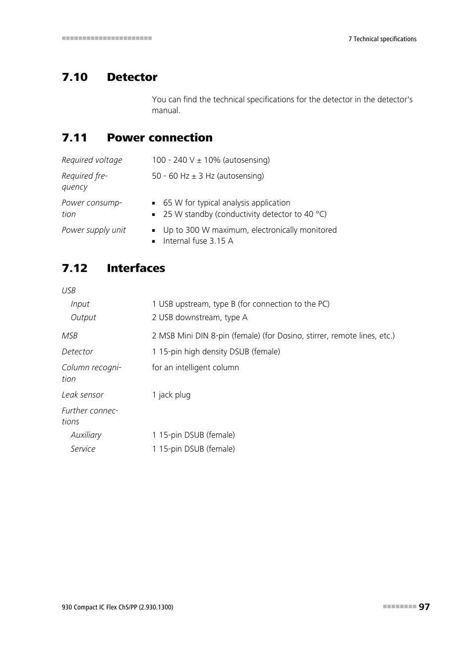 10 detector, 11 power connection, 12 interfaces | Metrohm 930 Compact IC Flex ChS/PP User Manual | Page 105 / 112