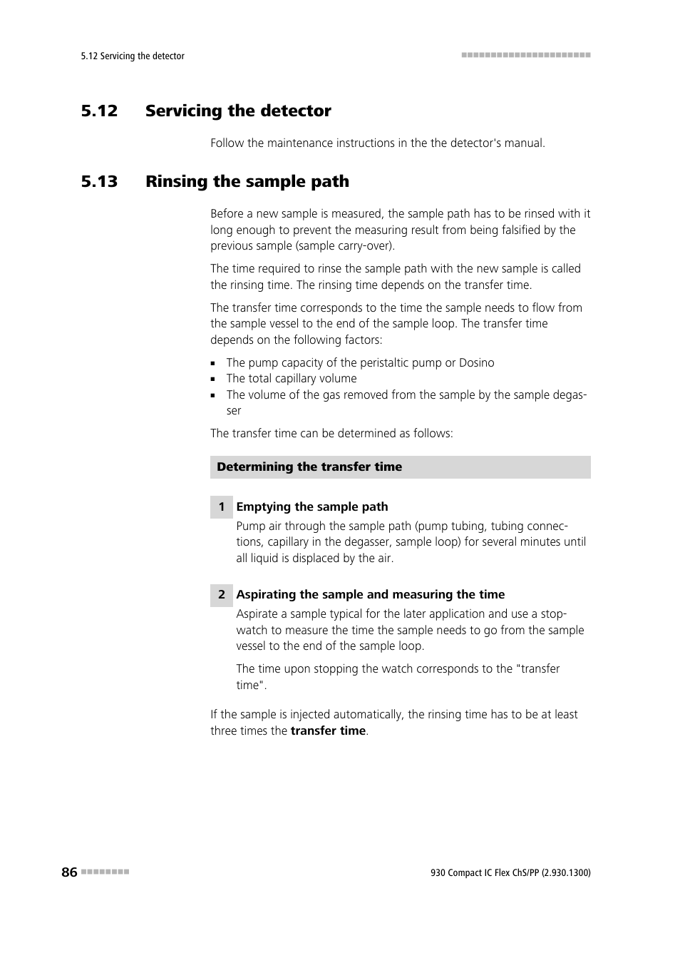 12 servicing the detector, 13 rinsing the sample path | Metrohm 930 Compact IC Flex ChS/PP User Manual | Page 94 / 112