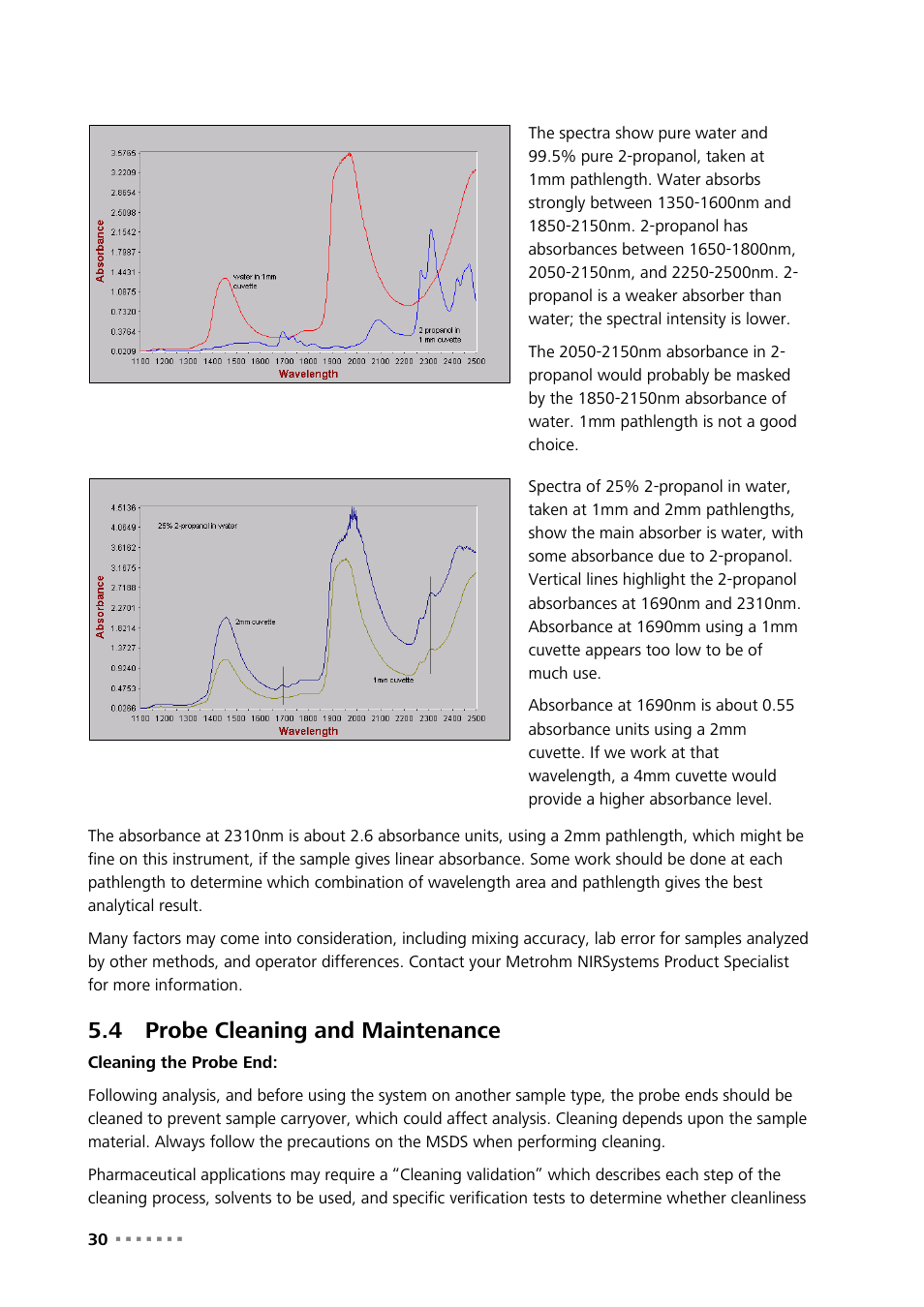 4 probe cleaning and maintenance, Probe cleaning and maintenance | Metrohm NIRS XDS Transmission OptiProbe Analyzer User Manual | Page 32 / 90