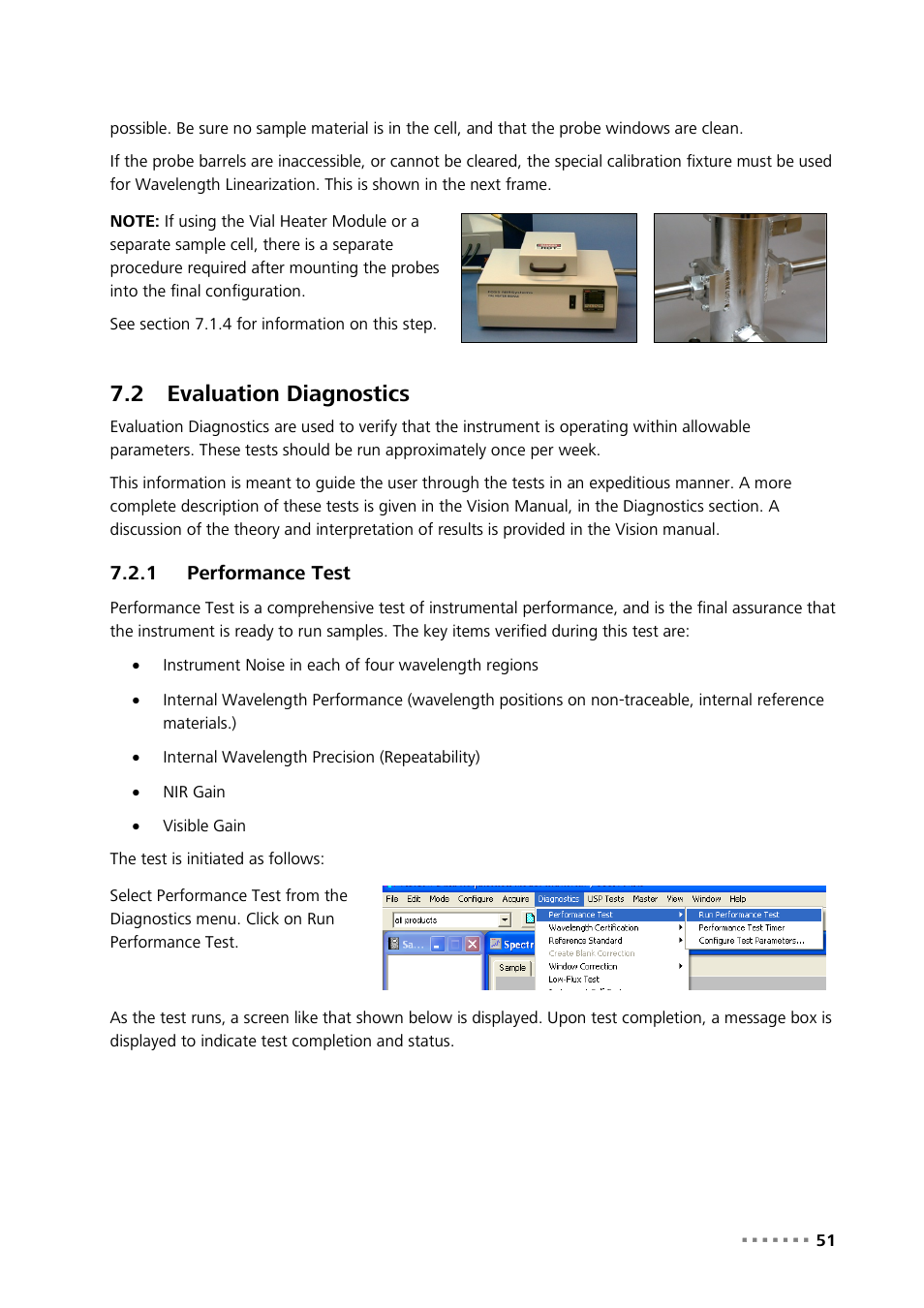 2 evaluation diagnostics, 1 performance test, Evaluation diagnostics | Performance test | Metrohm NIRS XDS Transmission OptiProbe Analyzer User Manual | Page 53 / 90