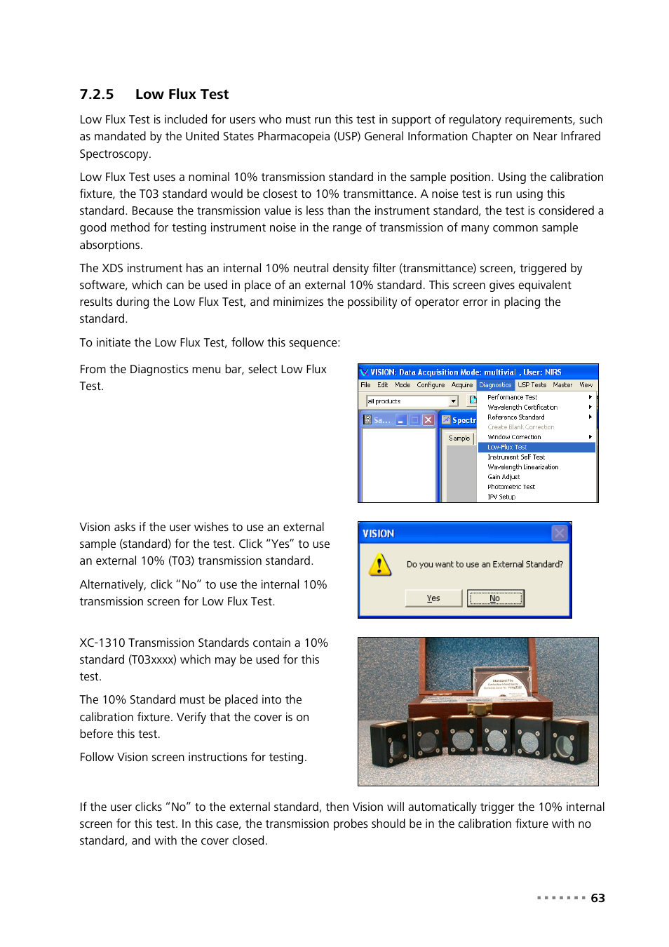 5 low flux test, Low flux test | Metrohm NIRS XDS Transmission OptiProbe Analyzer User Manual | Page 65 / 90