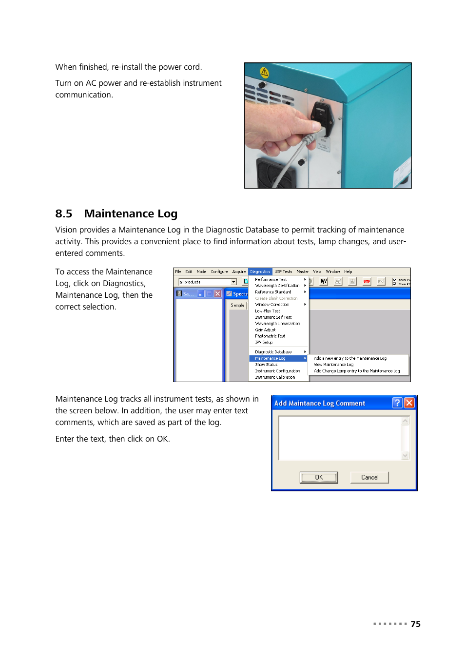 5 maintenance log, Maintenance log | Metrohm NIRS XDS Transmission OptiProbe Analyzer User Manual | Page 77 / 90