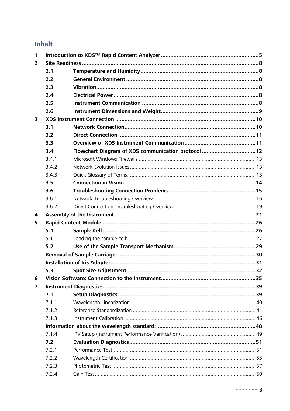 Inhalt | Metrohm NIRS XDS RapidContent Analyzer User Manual | Page 5 / 91