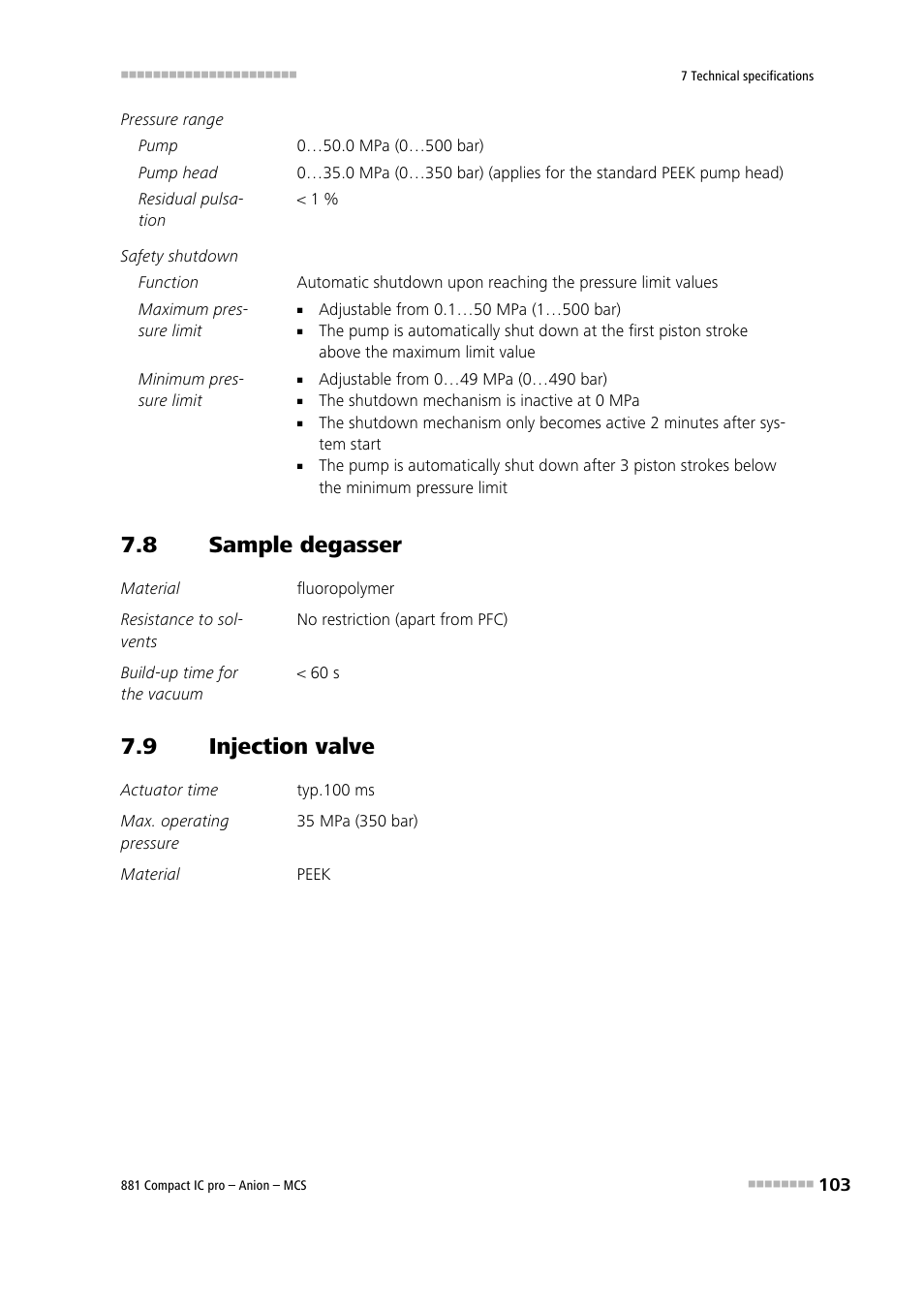 8 sample degasser, 9 injection valve, Sample degasser | Injection valve | Metrohm 881 Compact IC pro – Anion – MCS User Manual | Page 113 / 137