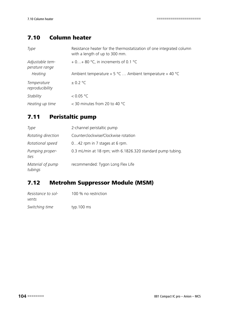 10 column heater, 11 peristaltic pump, 12 metrohm suppressor module (msm) | Metrohm 881 Compact IC pro – Anion – MCS User Manual | Page 114 / 137