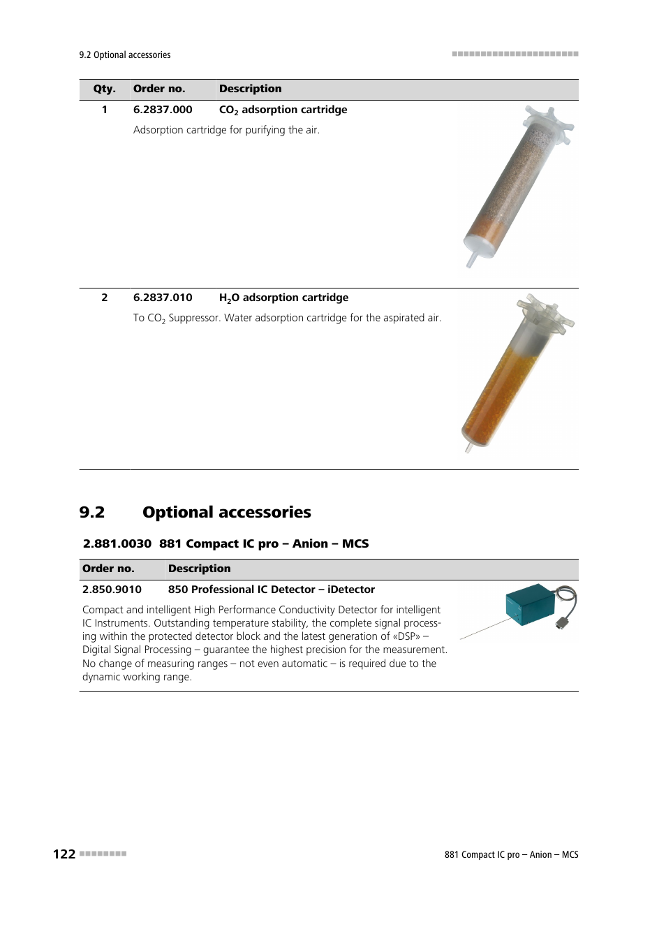 2 optional accessories, Optional accessories | Metrohm 881 Compact IC pro – Anion – MCS User Manual | Page 132 / 137