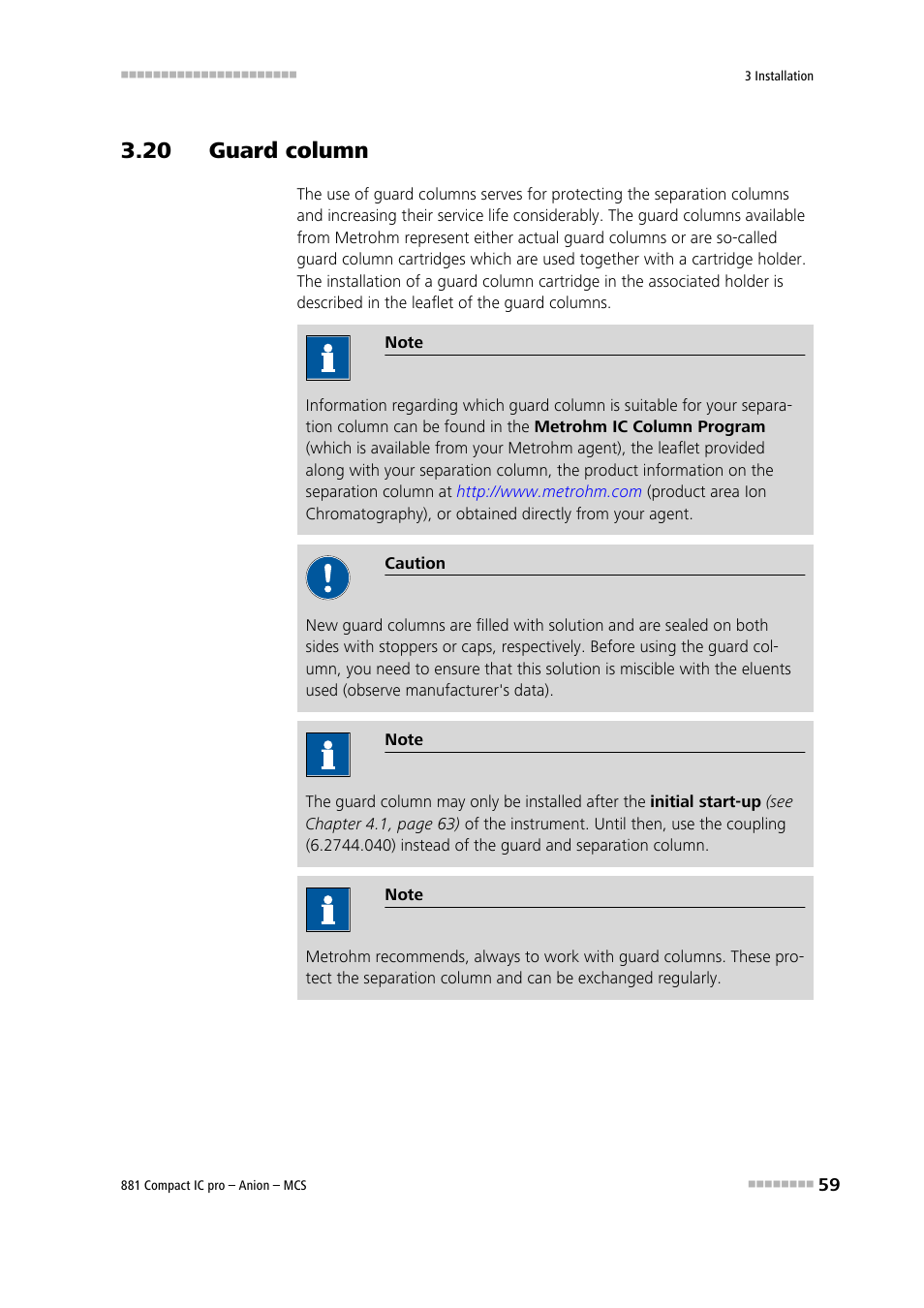 20 guard column | Metrohm 881 Compact IC pro – Anion – MCS User Manual | Page 69 / 137