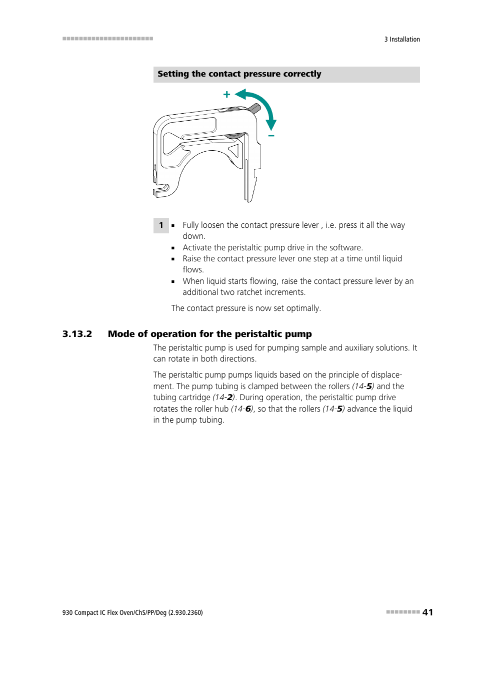 2 mode of operation for the peristaltic pump, Mode of operation for the peristaltic pump | Metrohm 930 Compact IC Flex Oven/ChS/PP/Deg User Manual | Page 49 / 118