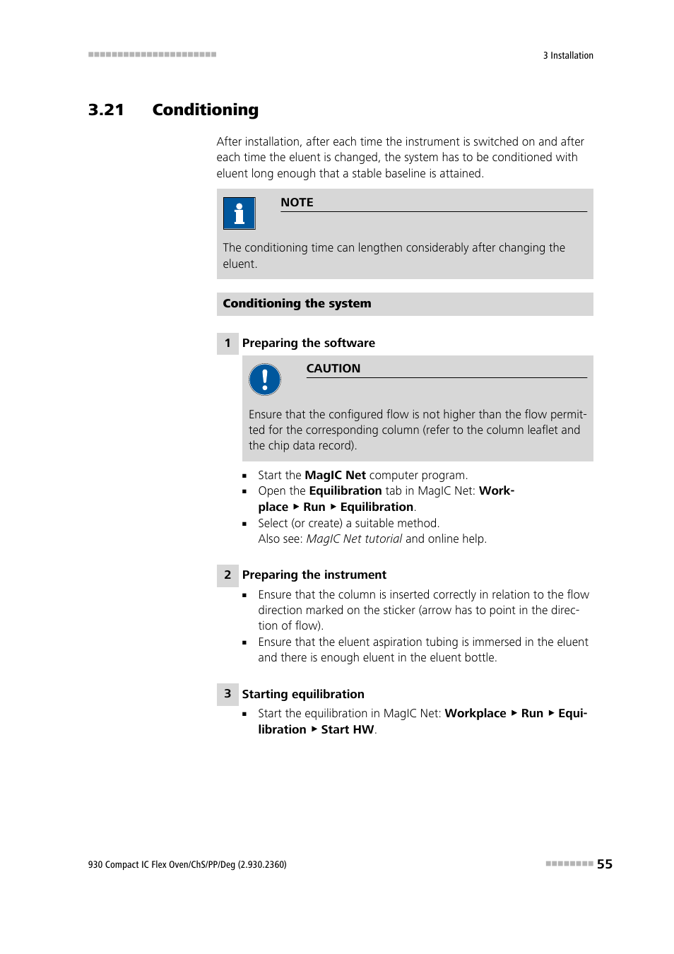 21 conditioning | Metrohm 930 Compact IC Flex Oven/ChS/PP/Deg User Manual | Page 63 / 118