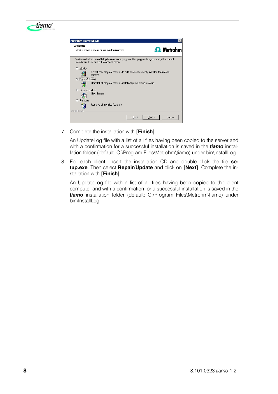 Metrohm tiamo 1.2 Installation User Manual | Page 8 / 8